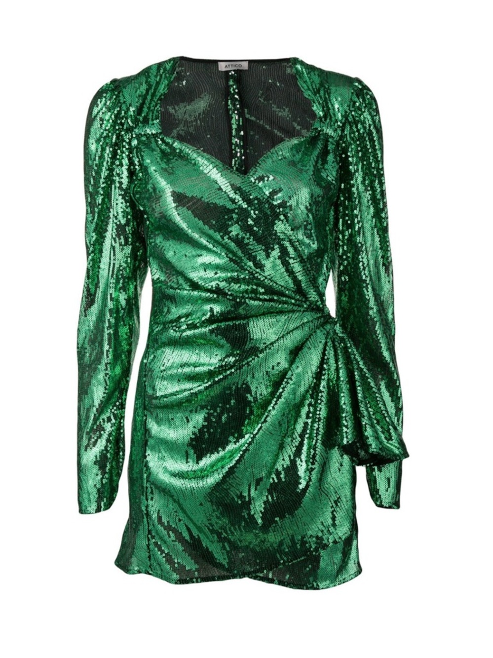 Attico Emerald Green Sequin Wrap Mini Dress | size 42 or US 4/6
